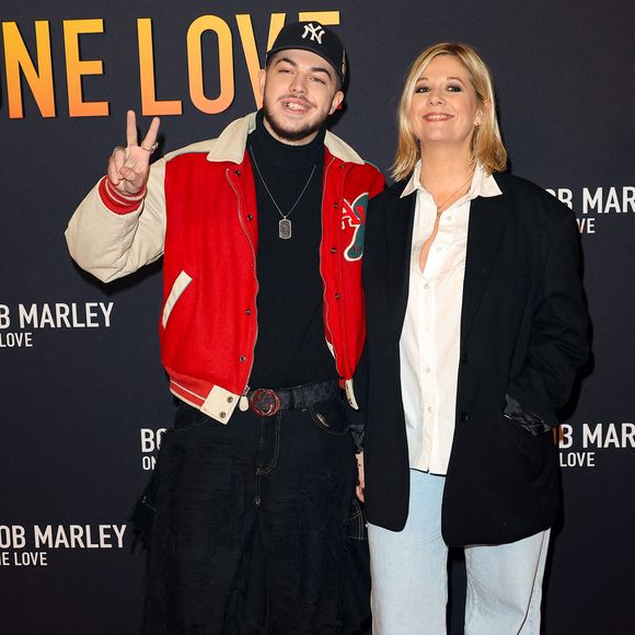 Flavie Flament et son fils Enzo Castaldi (La Zoz) - Première du film "Bob Marley One Love" au Grand Rex à Paris le 1 fevrier 2024. © Coadic Guirec/Bestimage