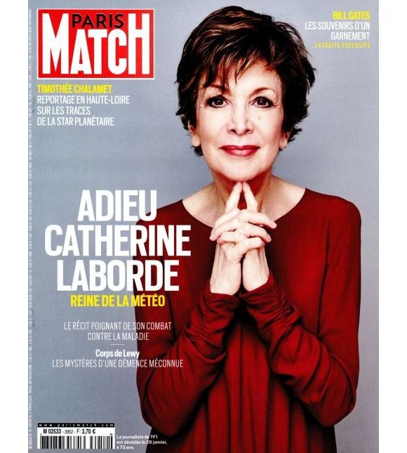 Catherine Laborde se décidera alors à consulter un spécialiste, qui lui annoncera rapidement la mauvaise nouvelle : elle souffre de la maladie à corps de Lewy, une pathologie incurable, raconte "Paris Match".

Catherine Laborde en Une de "Paris Match".