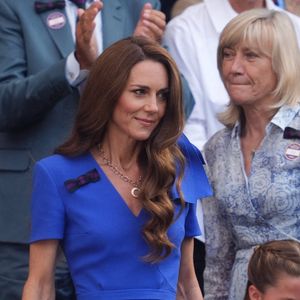 La princesse de Galles et la princesse Charlotte dans la loge royale le quatorzième jour des championnats de Wimbledon 2025 au All England Lawn Tennis and Croquet Club, Londres, Royaume-Uni, le 13 juillet 2025. Photo by Adam Davy/PA Wire/ABACAPRESS.COM