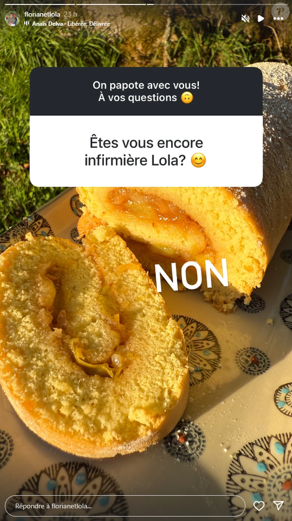 Sur Instagram, elle n'annonce qu'elle n'officie plus comme telle.

Lola (L'amour est dans le pré) indique ne plus être infirmière, sur Instagram le 24 septembre 2025.