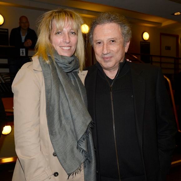 Stéfanie (Stéphanie) Jarre et son beau-père Michel Drucker - People au spectacle de Chantal Ladesou à l'Olympia à Paris, le 23 février 2014. 
COADIC GUIREC / BESTIMAGE