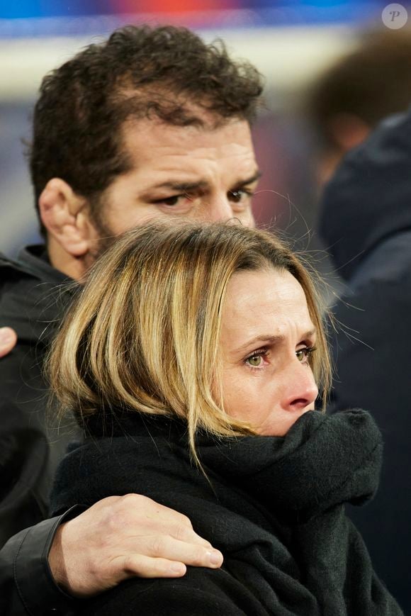 Jalil Narjissi et Valérie Narjissi (les parents de Mehdi Narjissi) - Hommage à Medhi Narjissi, disparu cet été lors d’un stage en Afrique du sud, lors du lancement du Tournoi des Six Nations opposant la France au Pays de Galles, au Stade de France, à Saint-Denis, Seine Saint-Denis, France, le 31 janvier 2025. © Cyril Moreau/Bestimage