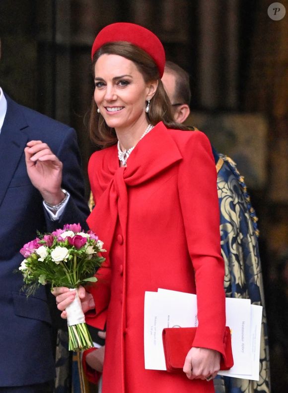 Le prince William, prince de Galles, et Catherine (Kate) Middleton, princesse de Galles, à la sortie de l'abbaye de Westminster lors du "Commonwealth Day 2025", le 10 mars 2025.
©Backgrid UK/ Bestimage