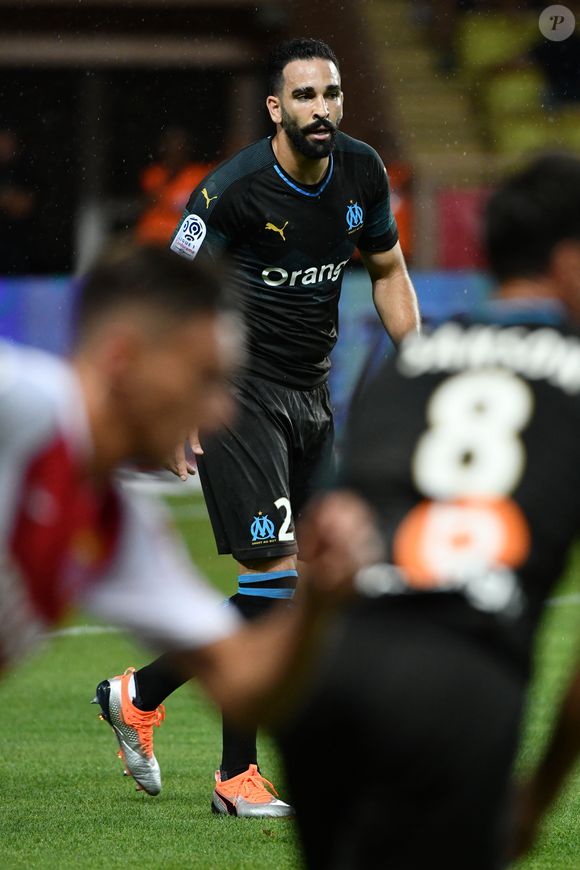 Adil Rami, le défenseur marseillais et fiancé de l'actrice et modèle américaine Pamela Anderson, durant la rencontre de football de Ligue 1 Conforama entre Monaco et Marseille au stade Louis II le 2 septembre 2018. Les marseillais ont battu l'équipe de la Principauté par 3 buts à 2. © Bruno Bebert/Bestimage
