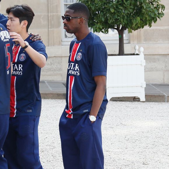 Ousmane Dembélé - Réception de l'équipe du Paris Saint-Germain (PSG) à l'occasion de leur titre de vainqueur de la Ligue des Champions 2024-2025 au palais de l'Elysée à Paris, France, le 01 juin 2025. © Christophe Clovis / Bestimage