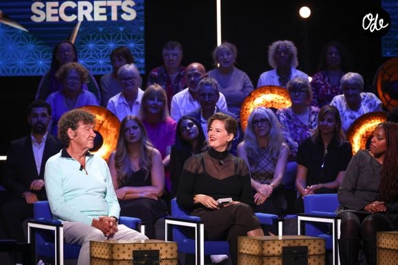 Exclusif - Robert Charlebois, Elodie Poux, Mentissa lors de l'enregistrement de l'émission "La Boîte à secrets", présentée par F.Bollaert et diffusée le 23 octobre sur France 3, à Paris, France, le 15 septembre 2026. © Jack Tribeca/Bestimage