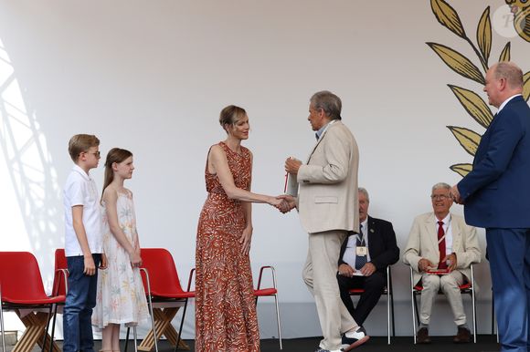 La princesse Charlène de Monaco et le prince Jacques et la princesse Gabriella - Cérémonie d'ouverture de la 6ème édition des Rencontres des Sites Historiques Grimaldi de Monaco, et remise des Trophées aux Officiels le 14 juin 2025.
© Caudia Albuquerque / Bestimage
