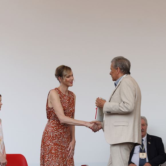 La princesse Charlène de Monaco et le prince Jacques et la princesse Gabriella - Cérémonie d'ouverture de la 6ème édition des Rencontres des Sites Historiques Grimaldi de Monaco, et remise des Trophées aux Officiels le 14 juin 2025.
© Caudia Albuquerque / Bestimage