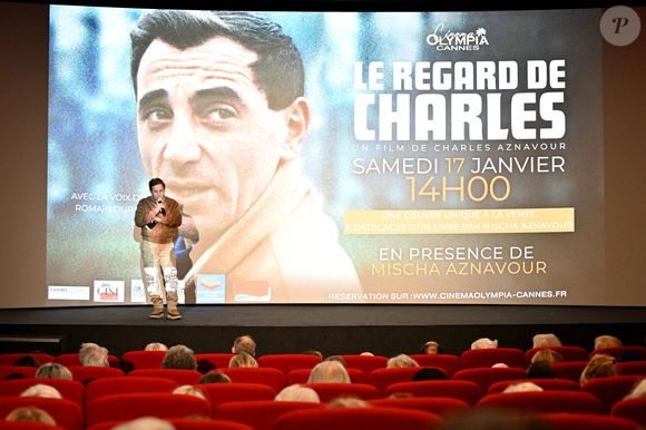 Mischa Aznavour présente actuellement un documentaire sur Charles Aznavour.

Exclusif - Mischa Aznavour, le fils du chanteur Charles Aznavour, était à Cannes au cinéma l'Olympia, le 17 janvier 2025, pour présenter le film de son père, Le Regard de Charles. © Bruno Bebert/Bestimage