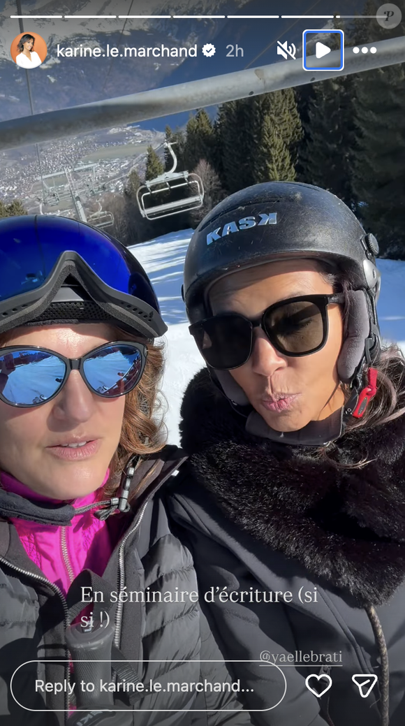 Et c'est à Megève que les copines profitent de leurs vacances et reprennent des forces avant de revenir à leurs engagements professionnels bien remplis.

Karine Le Marchand en vacances au ski