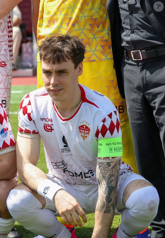 Louis Ducruet - La famille princière de Monaco assiste au match de football Racing Stars Football Cup opposant les pilotes Nazionale Piloti contre les Barbagiuans au stade Louis II à Monaco le 21 mai, 2025. © Claudia Albuquerque/Bestimage