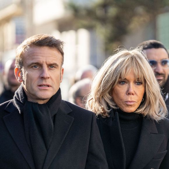 Le président de la République Emmanuel Macron et la Première dame Brigitte Macron lors du 10e anniversaire de l'attentat de Charlie Hebdo à Paris le 7 janvier 2025. © Alexis Jumeau/Pool/Bestimage