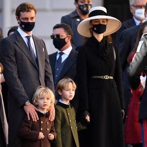 Stefano Casiraghi, Pierre Casiraghi, Francesco Casiraghi et Beatrice Borromeo assistent aux célébrations de la fête nationale à Monaco, le 19 novembre 2021 à Monaco, France. ©  Stephane Cardinale/ABACAPRESS.COM