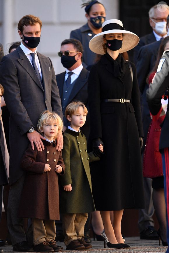 Stefano Casiraghi, Pierre Casiraghi, Francesco Casiraghi et Beatrice Borromeo assistent aux célébrations de la fête nationale à Monaco, le 19 novembre 2021 à Monaco, France. ©  Stephane Cardinale/ABACAPRESS.COM