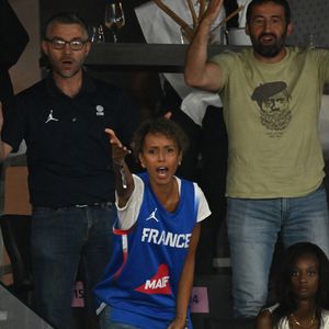 Sonia Rolland - Les célébrités assistent au match de basket féminin France - Etats-Unis (66-67) lors des Jeux Olympiques de Paris2024 (JO), le 11 août 2024. 
© Perusseau/ Jacovides / Bestimage