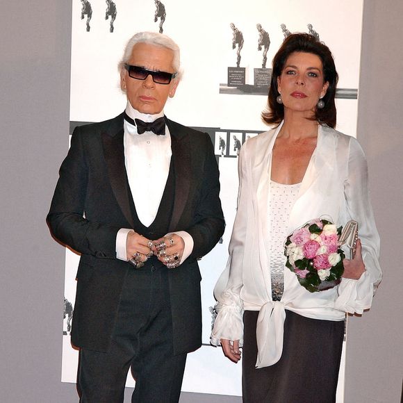 La Princesse Caroline de Monaco et le créateur allemand de Chanel Karl Lagerfeld assistent aux Nijinski Awards 2004 au Grimaldi Forum, Monte Carlo à Monaco le 18 décembre 2004. Photo par Bruno Klein/ABACA.