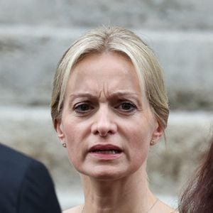 Audrey Crespo-Mara - Sorties des obsèques de Thierry Ardisson en l’église Saint-Roch de Paris, France, le 17 juillet 2025. 
© Clovis-Jacovides/Bestimage