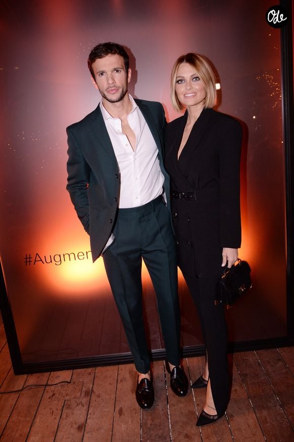 Exclusif - Hugo Philip et sa compagne Caroline Receveur - Soirée de lancement du nouveau parfum Boss "The scent absolute" à l'hôtel Mandarin Oriental à Paris le 13 novembre 2019. © Rachid Bellak/Bestimage