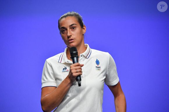 Caroline Garcia Conférence de presse de l'équipe de France de tennis mercredi 24 juillet 2024 Club France porte de la Villette Paris . JO 2024 - Jeux Olympiques Alexandre Fay / PixPlanete / Bestimage