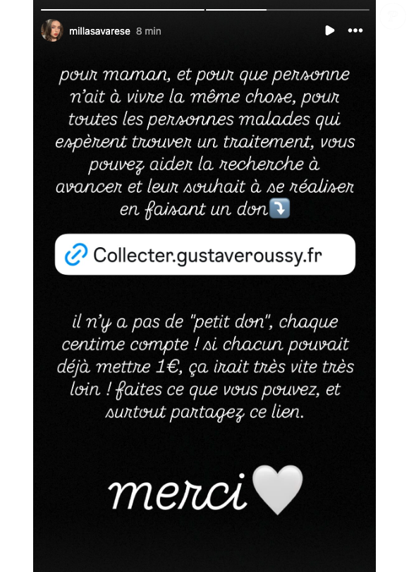 “Pour maman, et pour que personne n’ait à vivre la même chose, pour toutes les personnes malades qui espèrent trouver un traitement”, ajoute-t-elle
