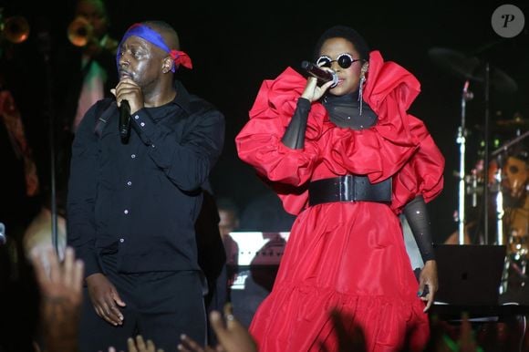 Wyclef Jean et Lauryn Hill - Les Fugees en concert à New York lors de leur tournée des 25 ans du groupe le 21 septembre 2021.