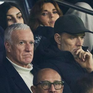 Didier Deschamps et Thomas Tuchel - Célébrités assistent au match de Ligue des champions entre le PSG et Manchester City (4-2) au Parc des Princes à Paris le 22 janvier 2025. © Cyril Moreau/Bestimage