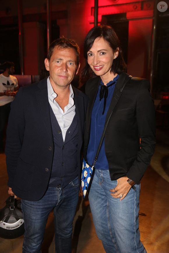 Daniel Riolo et son épouse Géraldine Maillet assistant au lancement du nouveau jeu FIFA 2018 (également appelé FIFA 18) qui s'est tenu au '104' à Paris, France, le 25 septembre 2017. Photo by Jerome Domine/ABACAPRESS.COM