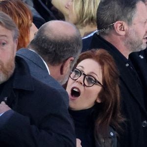 Eric Dupond-Moretti et Isabelle Boulay - Le président Emmanuel Macron prononce un discours au Champ de Mars le soir de sa victoire à l'élection présidentielle le 24 avril 2022.

© Dominique Jacovides / Bestimage