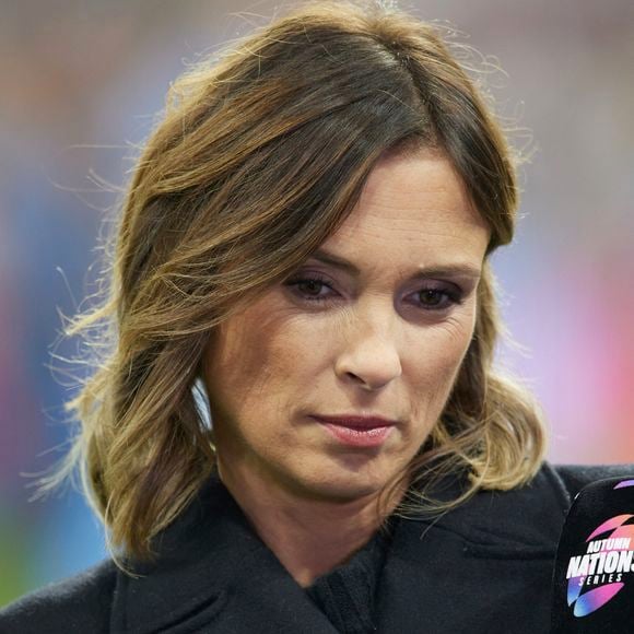 Isabelle Ithurburu en tribunes du deuxième test-match de rugby de l’Autumn Nations Series 2024 opposant l'équipe de France à l'Équipe de Nouvelle-Zélande "All Blacks" (30-29) au Stade France à Saint-Denis, Seine Saint-Denis, France, le 16 novembre 2024. © Cyril Moreau/Bestimage