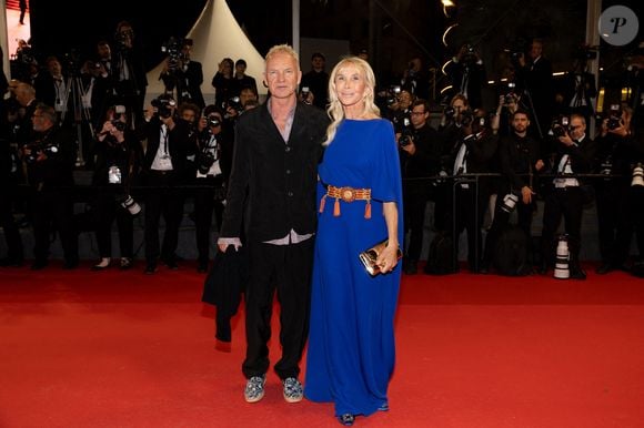 Sting et sa femme Trudie Styler - Montée des marches du film " Parthenope " lors du 77ème Festival International du Film de Cannes, au Palais des Festivals à Cannes. Le 21 mai 2024 © Jacovides-Moreau / Bestimage