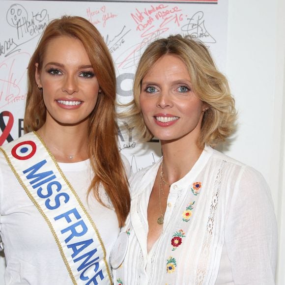 Miss France 2018 Maeva Coucke et Sylvie Tellier assistant à la 14e journée de charité d'Aurel BGC pour honorer la mémoire des 658 employés de BGC tués au WTC le 11 septembre 2001, qui s'est tenue au siège d'Aurel BGC, rue Richelieu à Paris, France, le 11 septembre 2018. Photo by Jerome Domine/ABACAPRESS.COM