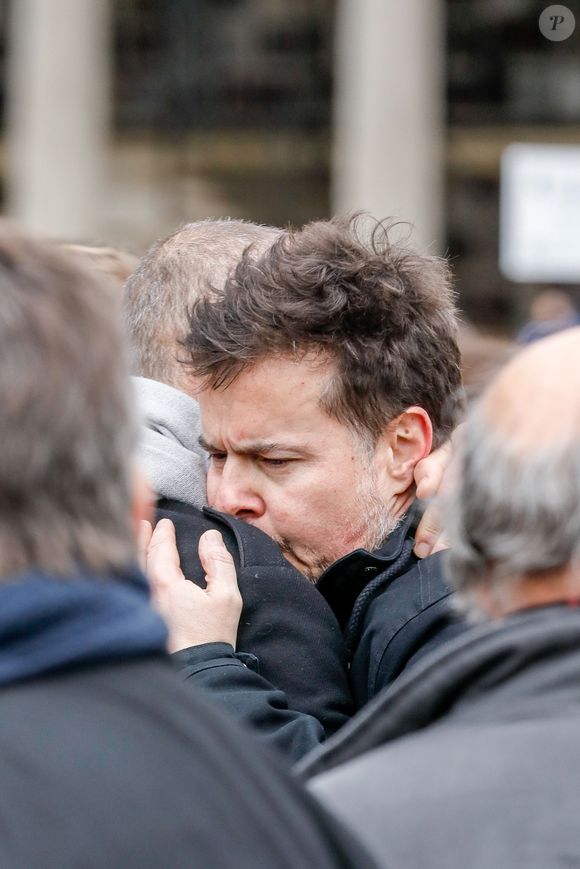 Nicolas Demorand - Obsèques de Sébastien Demorand à la Coupole du crématorium du cimetière du Père-Lachaise à Paris, France, le 31 janvier 2020.