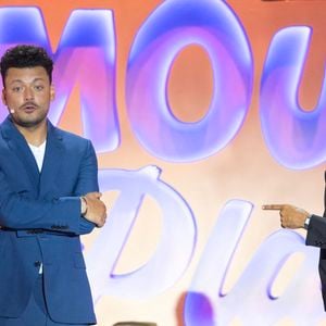 Exclusif - Kev Adams, Jamel Debbouze durant l'enregistrement de la seconde soirée de "L'humour à la plage" pour la 3eme édition du festival de Juan les Pins à la pinède Gould le 27 juin 2026.  © Jack Tribeca/Bestimage