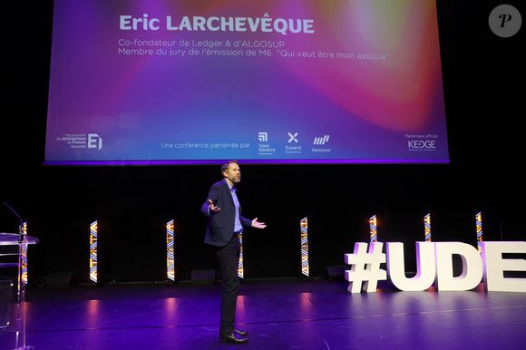 Eric Larchevêque, Co-fondateur de Ledger & d'Algosup et Membre du Jury de l'émission de M6 "Qui veut être mon associé" lors de l'Université des entrepreneurs - Medef Gironde, à l'Arkéa-Aréna de Bordeaux, France, le 19 octobre 2023. © Jean-Marc Lhomer/Bestimage