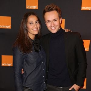 Elisa Tovati et Cyril Féraud lors de l'ouverture de la nouvelle boutique Orange Opéra à Paris, France, le 07 Novembre 2016. Photo Jerome Domine/Abaca