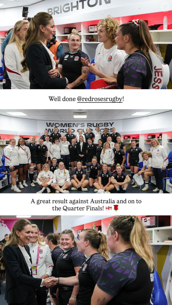 Story Instagram de Kate Middleton dans les vestiaires de l'équipe anglaise de rugby ce 6 septembre 2025 pour la Coupe du monde ©Prince et princesses de Galles - Instagram