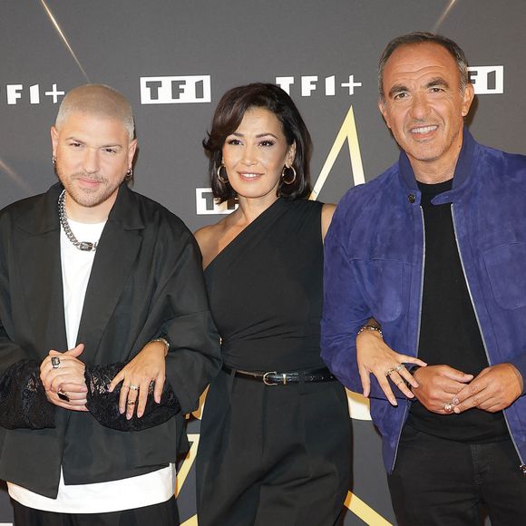 Quentin Mosimann, Karima Charni et Nikos Aliagas - Photocall des Profs de la Star Academy 2026 à Boulogne-Billancourt le 23 septembre 2026. © Coadic Guirec/Bestimage