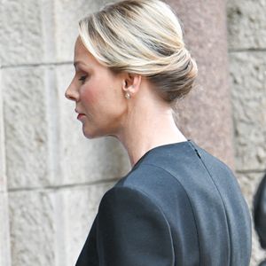 La princesse Charlène de Monaco - Obsèques de Didier Guillaume (ancien ministre de l'Agriculture entre 2018 et 2020 et ancien Ministre d'Etat de Monaco 2024–2025) en la cathédrale Notre-Dame-Immaculée de Monaco le 23 janvier 2025. © Bruno Bebert/Bestimage