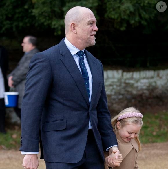 Mike Tindall, Lena Tindall - Les membres de la famille royale britannique lors de la messe du matin de Noël en l'église St-Mary Magdalene à Sandringham, le 25 décembre 2023.