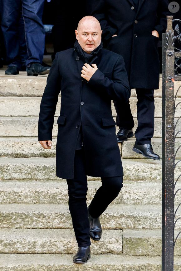 Sébastien Cauet - Sorties des obsèques de Jean-Pierre Pernaut en la Basilique Sainte-Clotilde à Paris le 9 mars 2022. CYRIL MOREAU / BESTIMAGE