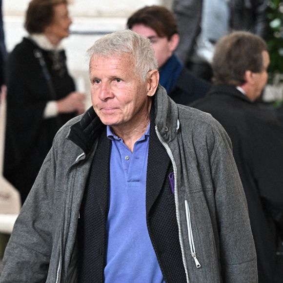Patrick Poivre d'Arvor lors de la cérémonie d'enterrement de Frédéric Mitterrand à l'église Saint-Thomas d'Aquin à Paris, France, le 26 mars 2024. Photo DNPhotography/ABACAPRESS.COM