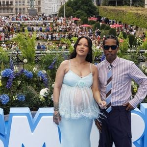 Robyn Rihanna Fenty et Rakim Athelaston Mayers aka ASAP Rocky photographiés lors de la première mondiale du nouveau film 'De Smurfen/ Les Schtroumpfs, le 28 juin 2025 à Bruxelles, Belgique. Photo by ABACAPRESS.COM