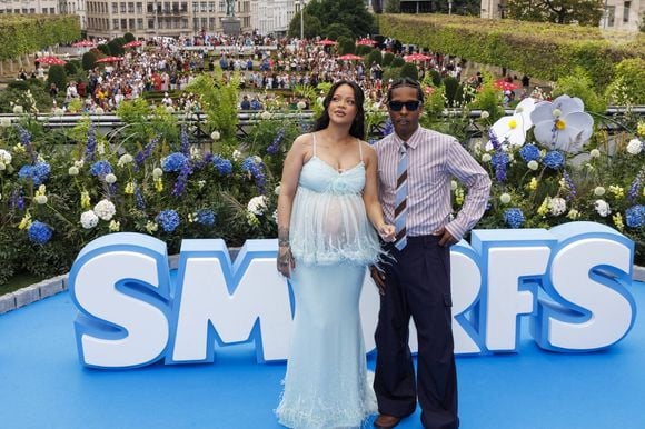 Robyn Rihanna Fenty et Rakim Athelaston Mayers aka ASAP Rocky photographiés lors de la première mondiale du nouveau film 'De Smurfen/ Les Schtroumpfs, le 28 juin 2025 à Bruxelles, Belgique. Photo by ABACAPRESS.COM