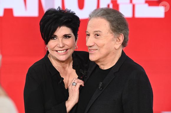 Exclusif - Liane Foly et Michel Drucker  lors de l'enregistrement de l'émission Vivement dimanche au studio Rive Gauche, presentée par Michel Drucker, diffusion sur France 3 le 2 février 2025. © Guillaume Gaffiot/Bestimage