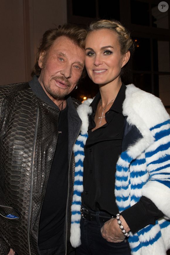 Exclusif - Johnny Hallyday et sa femme Laeticia - Aftershow après le concert caritatif de Johnny Hallyday pour l'association de sa femme "La Bonne Etoile" au Trianon à Paris, le 15 décembre 2013.
Bestimage