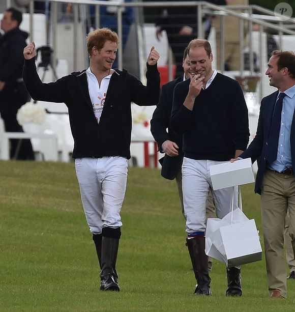 Le prince William et le prince Harry lors d'un match de polo à Ascot, le 31 mai 2015. AGENCE / BESTIMAGE