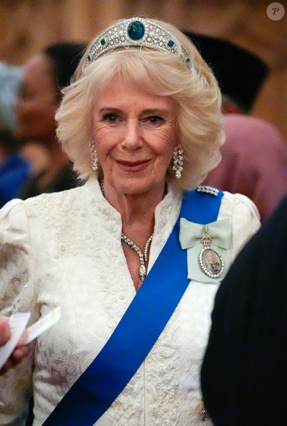 La reine Camilla (Camilla Parker Bowles, reine consort d'Angleterre) lors de la réception du corps diplomatique au château de Windsor, Berkshire. Date de la photo : mardi 18 novembre 2025. Photo par  PA Photos / Bestimage