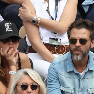 Christophe Maé et sa compagne Nadége Sarron - Célébrités dans les tribunes des internationaux de France de tennis de Roland Garros à Paris, France, le 9 juin 2019. © Jacovides-Moreau/Bestimage