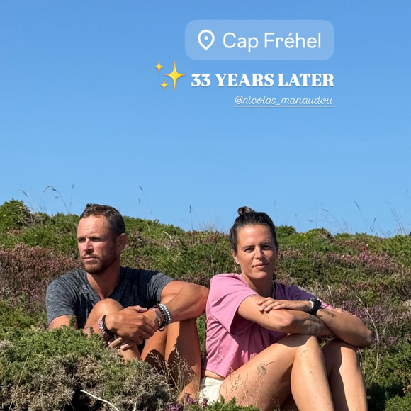 Nicolas et Laure Manaudou refont une photo d'enfance dimanche 10 août 2025 © Instagram