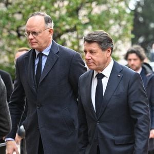 Edouard Philippe, Christian Estrosi - Obsèques de Didier Guillaume (ancien ministre de l'Agriculture entre 2018 et 2020 et ancien Ministre d'Etat de Monaco 2024–2025) en la cathédrale Notre-Dame-Immaculée de Monaco le 23 janvier 2025. © Bruno Bebert/Bestimage